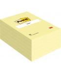 Post-It Pack de 6 Blocs de 100 Notas Adhesivas Reposicionables - Forma Rectangular - 101x152mm - Color Amarillo Claro