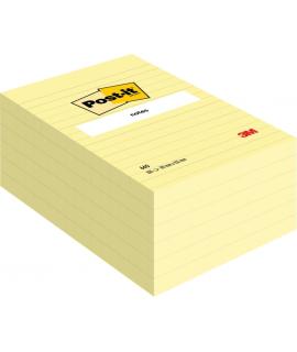 Post-It Pack de 6 Blocs de 100 Notas Adhesivas Reposicionables - Forma Rectangular - 101x152mm - Color Amarillo Claro