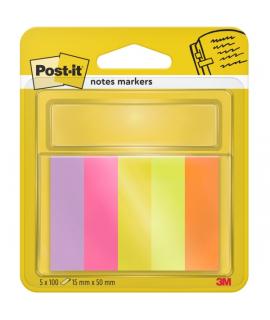 Post-It Pack de 5 Blocs de 100 Marcadores Reposicionables - Forma Rectangular - Colores Surtidos