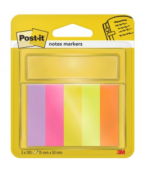 Post-It Pack de 5 Blocs de 100 Marcadores Reposicionables - Forma Rectangular - Colores Surtidos