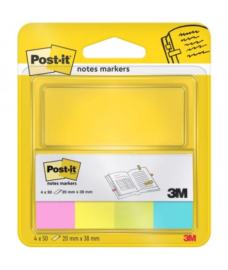 Post-It Pack de 4 Blocs de 50 Marcadores Reposicionables - Forma Rectangular - Colores Surtidos