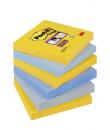 Post-It Super Sticky Pack de 6 Blocs de 90 Notas Adhesivas Reposicionables - Forma Cuadrada - 76x76mm - Colores Surtidos