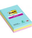 Post-It Super Sticky Pack de 3 Blocs de 90 Notas Adhesivas Reposicionables - Forma Rectangular - 101x152mm - Colores Surtidos