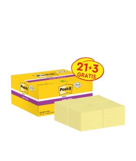 Post-It Super Sticky Pack de 24 Blocs de 90 Notas Adhesivas Reposicionables - 47.6x47.6mm - Promocion 21 Blocs + 3 Gratis - 100%