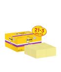 Post-It Super Sticky Pack de 24 Blocs de 90 Notas Adhesivas Reposicionables - 47.6x47.6mm - Promocion 21 Blocs + 3 Gratis - 100%