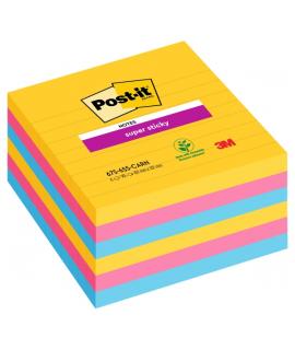 Post-It Super Sticky Pack de 6 Blocs de 90 Notas Adhesivas Reposicionables - Forma Cuadrada - 101x101mm - Colores Surtidos