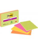 Post-It Super Sticky Pack de 4 Blocs de 45 Notas Adhesivas Reposicionables - Forma Rectangular - 152x203mm - Colores Surtidos