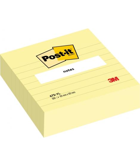 Post-It Bloc de 300 Notas Adhesivas Reposicionables - Forma Cuadrada - 101x101mm - Color Amarillo Claro