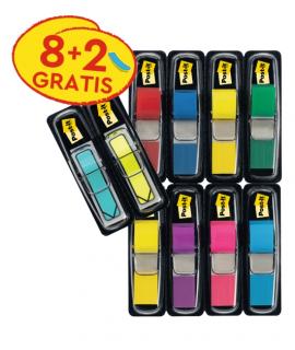 Post-It Index Pack de 10 Dispensadores con 35 Marcadores de Indice Reposicionables - Forma Rectangular - Colores Surtidos