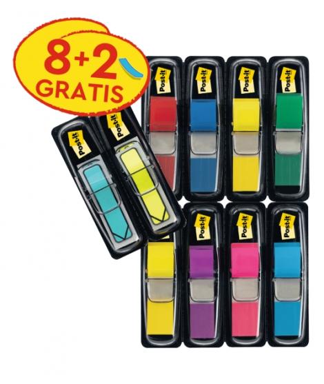 Post-It Index Pack de 10 Dispensadores con 35 Marcadores de Indice Reposicionables - Forma Rectangular - Colores Surtidos