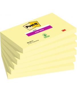 Post-It Super Sticky Pack de 6 Blocs de 90 Notas Adhesivas Reposicionables - Forma Rectangular - Color Amarillo Claro