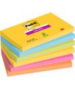 Post-It Super Sticky Pack de 6 Blocs de 90 Notas Adhesivas Reposicionables - Forma Rectangular - Colores Surtidos