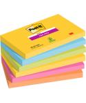 Post-It Super Sticky Pack de 6 Blocs de 90 Notas Adhesivas Reposicionables - Forma Rectangular - Colores Surtidos