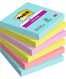 Post-It Super Sticky Pack de 6 Blocs de 90 Notas Adhesivas Reposicionables - Forma Cuadrada - 76x76mm - Colores Surtidos