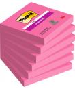 Post-It Super Sticky Pack de 6 Blocs de 90 Notas Adhesivas Reposicionables - Forma Cuadrada - 76x76mm - Color Rosa