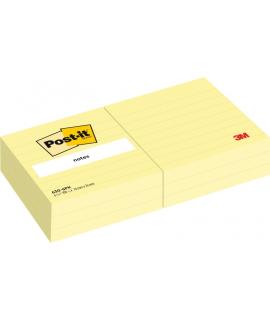 Post-It Pack de 6 Blocs de 100 Notas - con Lineas - 76x76mm - 100% PEFC - Color Amarillo Claro