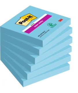 Post-It Super Sticky Pack de 6 Blocs de 90 Notas Adhesivas Reposicionables - Forma Cuadrada - 76x76mm - Color Azul