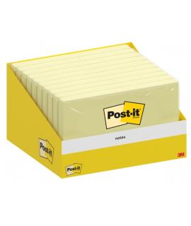 Post-It Bloc de 100 Notas Adhesivas Reposicionables - 76x127mm - Paquete de Carton - 100% PEFC - Color Amarillo Claro