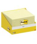 Post-It Bloc de 100 Notas Adhesivas Reposicionables - 76x127mm - Paquete de Carton - 100% PEFC - Color Amarillo Claro
