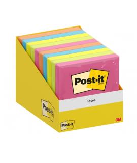 Post-It Bloc de 100 Notas Adhesivas Reposicionables - Forma Cuadrada - 76x76mm - Colores Surtidos