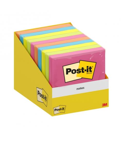 Post-It Bloc de 100 Notas Adhesivas Reposicionables - Forma Cuadrada - 76x76mm - Colores Surtidos