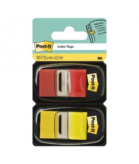 Post-It Index Pack de 2 Dispensadores con 100 Marcadores de Indice Reposicionables - Forma Rectangular - Colores Surtidos
