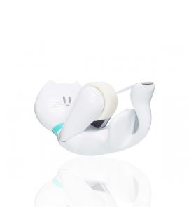 Scotch Magic Dispensador de Cinta Adhesiva - Forma de Gato - Incluye 1 Rollo de 19mm x 8.89m - Color Blanco