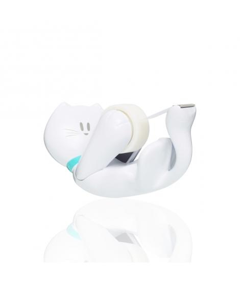 Scotch Magic Dispensador de Cinta Adhesiva - Forma de Gato - Incluye 1 Rollo de 19mm x 8.89m - Color Blanco