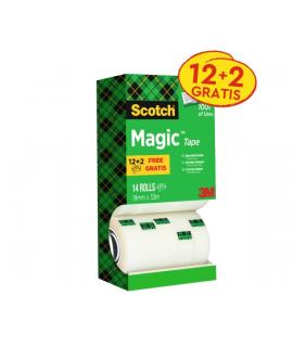 Scotch Magic Cinta Adhesiva Invisible - Paquete Ahorro de 14 Rollos de 19mm x 33m - Color Transparente