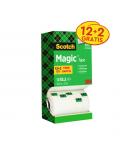 Scotch Magic Cinta Adhesiva Invisible - Paquete Ahorro de 14 Rollos de 19mm x 33m - Color Transparente