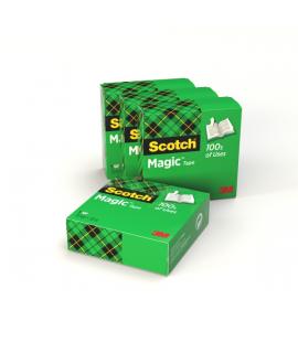 Scotch Magic Pack de 4 Cintas Adhesivas Invisible - 19mm x 33m - Color Transparente