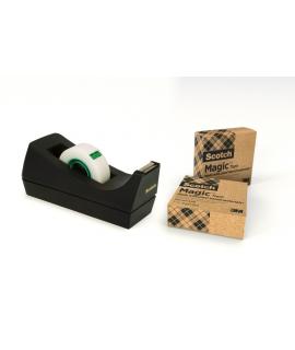 Scotch Dispensador de Cinta Adhesiva - para Cintas de hasta 19mm x 33m - 66% Adhesivo Vegetal - Incluye 3 Cintas Adhesivas - Col