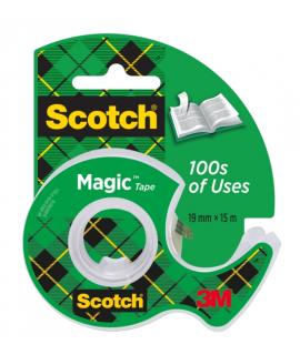 Scotch Magic Cinta Adhesiva Invisible - Incluye Dispensador - 19mm x 15m - Color Transparente