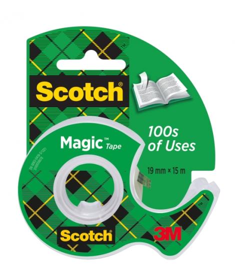 Scotch Magic Cinta Adhesiva Invisible - Incluye Dispensador - 19mm x 15m - Color Transparente