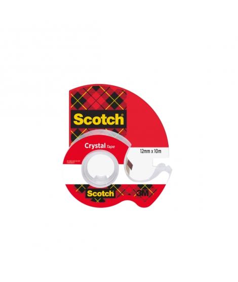 Scotch Crystal Cinta Adhesiva - 12mm x 10m - Incluye Dispensador - Color Transparente