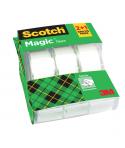 Scotch Magic Pack de 3 Cintas Adhesivas Invisibles - 19mm x 7.5m - Promocion 2 + 1 Gratis - Incluye Dispensador - Color Transpar