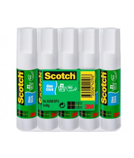 Scotch Pack de 5 Pegamentos en Barra Adhesivo Solido - 8gr por Unidad - Color Transparente