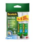 Scotch Pack de 4 Pegamentos en Barra Adhesivo Solido - 8gr por Unidad - Promocion 3 Barras + 1 Gratis - Color Transparente
