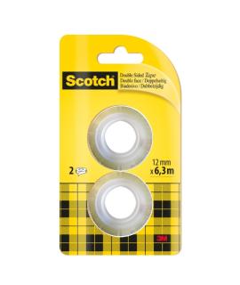 Scotch Pack de 2 Cintas Adhesivas de Doble Cara - Recambio - 12mm x 6.3m - Color Transparente