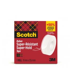 Scotch Super-Hold Cinta Adhesiva - Extrafuerte - 19mm x 25.4m - Color Transparente