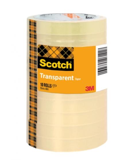 Scotch Pack de 10 Cintas Adhesivas - 15mm x 66m - Color Transparente