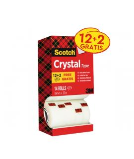 Scotch Crystal Cinta Adhesiva - Paquete Ahorro de 14 Rollos de 19mm x 33m - Color Transparente