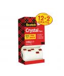 Scotch Crystal Cinta Adhesiva - Paquete Ahorro de 14 Rollos de 19mm x 33m - Color Transparente
