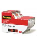 Scotch Crystal Pack de 2 Cintas Adhesivas Invisible - Supertransparente - 19mm x 6m - Color Blanco