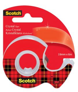 Scotch Crystal Cinta Adhesiva - Incluye Dispensador - 19mm x 6m - Color Transparente
