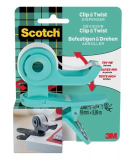 Scotch Dispensador de Cinta Adhesiva - para Cintas de hasta 19mm x 8.89m - Incluye Cinta Adhesiva - Color Turquesa