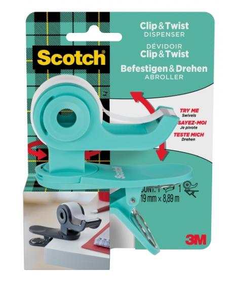 Scotch Dispensador de Cinta Adhesiva - para Cintas de hasta 19mm x 8.89m - Incluye Cinta Adhesiva - Color Turquesa