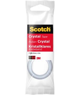 Scotch Crystal Pack de 2 Cintas Adhesivas Invisible - 19mm x 10m - Supertransparente - Color Blanco