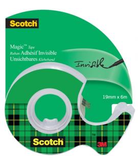 Scotch Magic Cinta Adhesiva Invisible - 19mm x 6m - Incluye Dispensador - Color Transparente