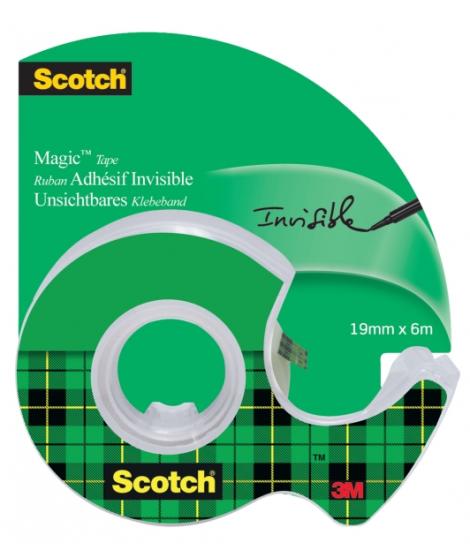 Scotch Magic Cinta Adhesiva Invisible - 19mm x 6m - Incluye Dispensador - Color Transparente